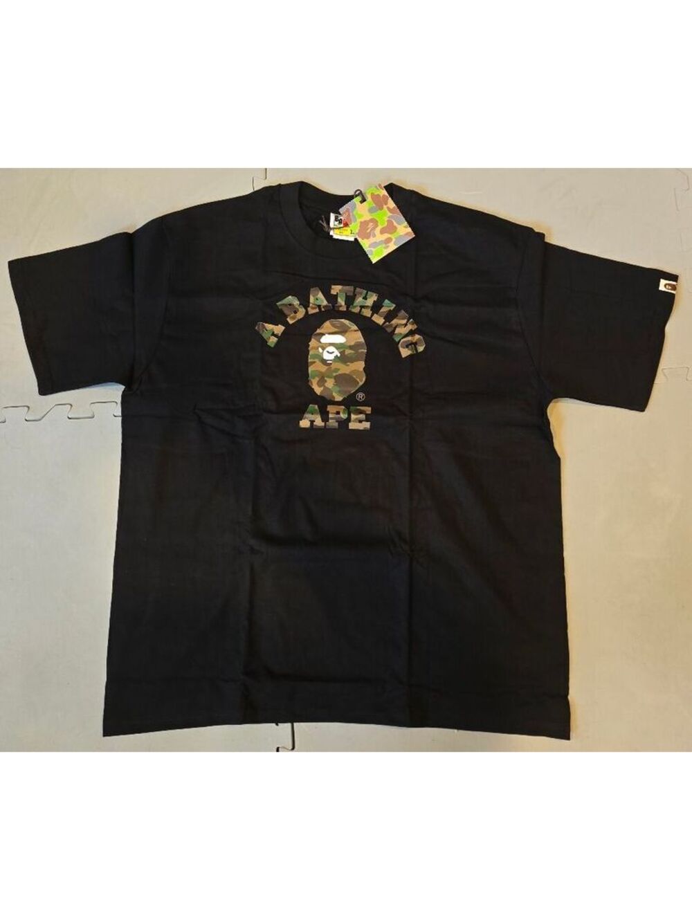 A Bathing Ape Black Camo Logo T-Shirt Large Mens
